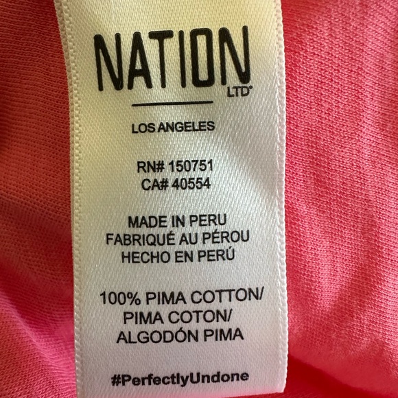 NATION Jillian Bold Shoulder Top V Neck Puff Sleeves Pink Size XS - Picture 7 of 8